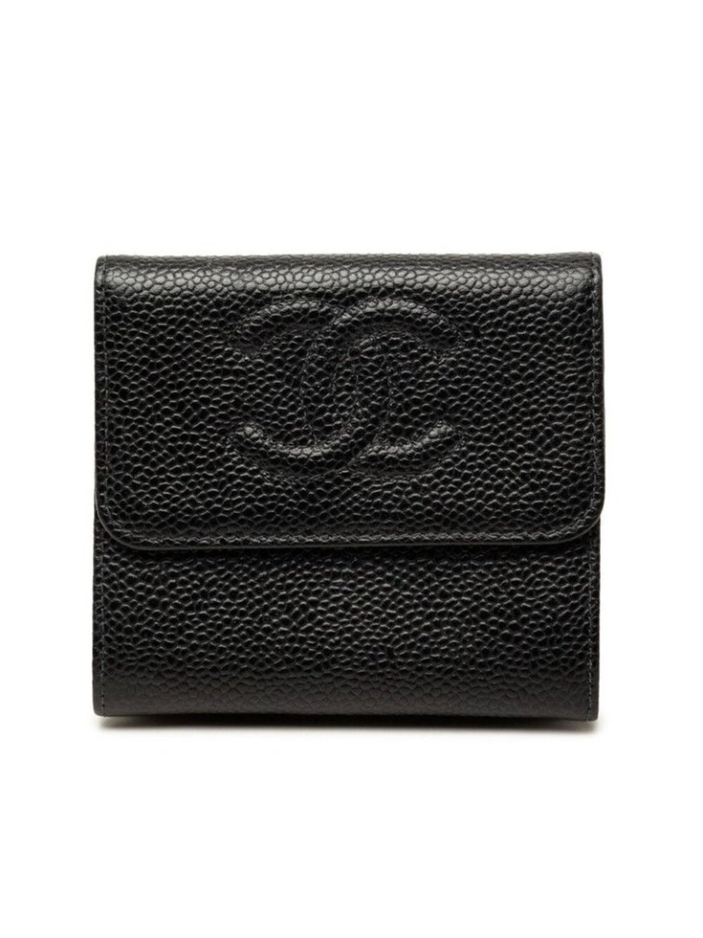 Chanel CC Logo Bifold Wallet Black Caviar Leather